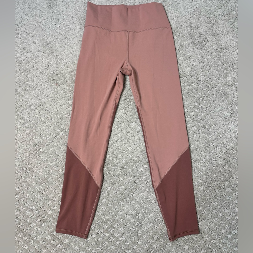 Sz L Vuori Colorblock Studio leggings full length high rise pale pink dusty rose - Picture 4 of 10
